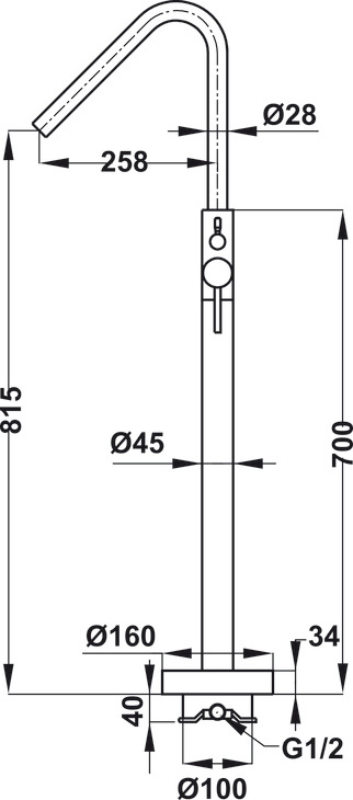 Bộ Trộn Tắm Đặt Sàn Roots Hafele 495.61.177