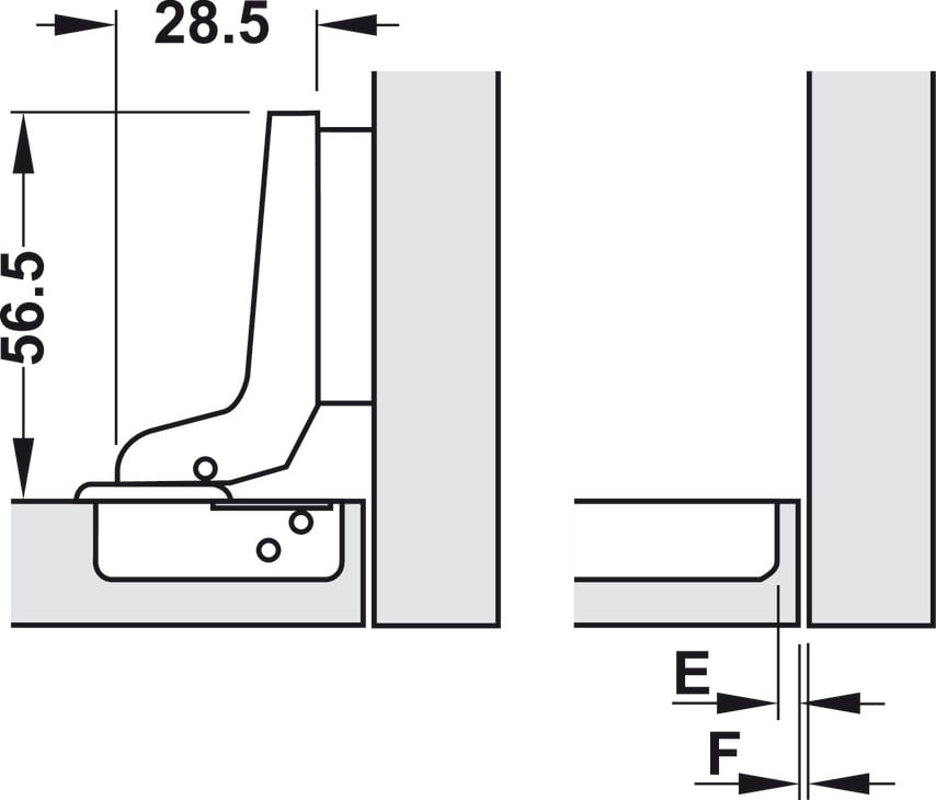 Bản Lề Lọt Lòng Không Giảm Chấn Metta A 110° Hafele 311.01.079