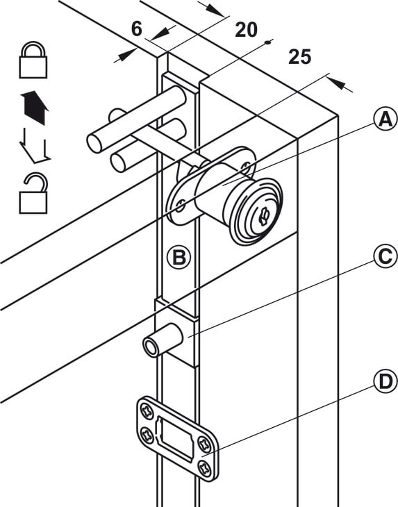 Bộ Khóa Trung Tâm Symo Với Then Khóa Hafele 234.99.984