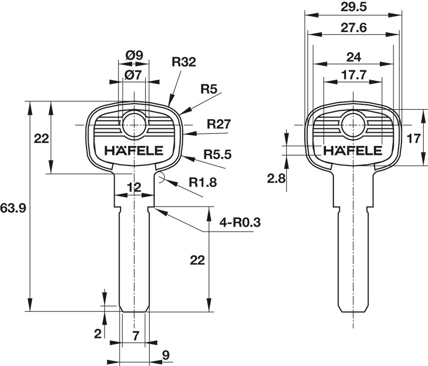 Bộ Khóa Treo Super 60mm Hafele 482.01.948