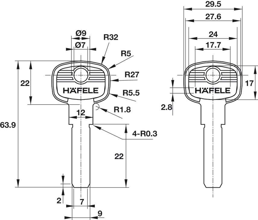 Bộ Khóa Treo Super 60mm Hafele 482.01.947