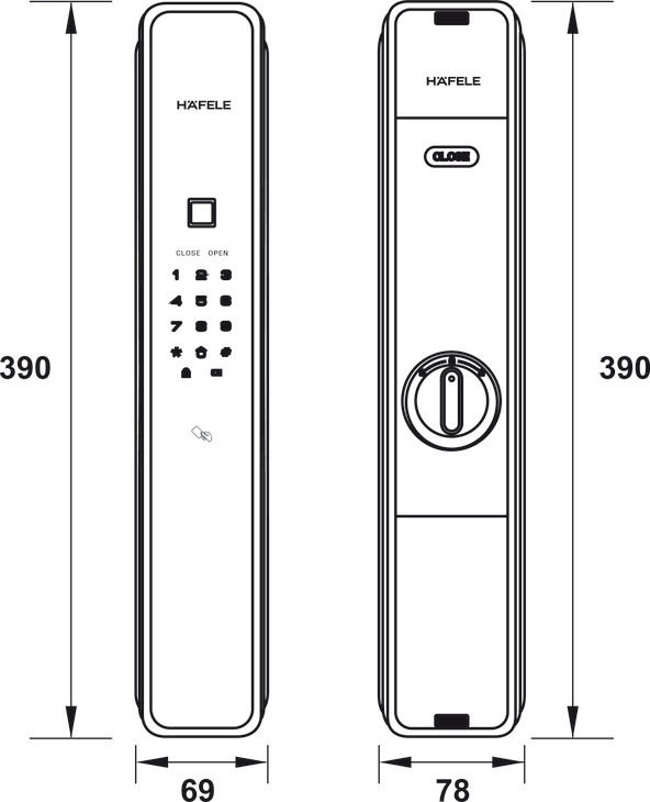 Khóa Điện Tử PP9000 Hafele 912.05.691