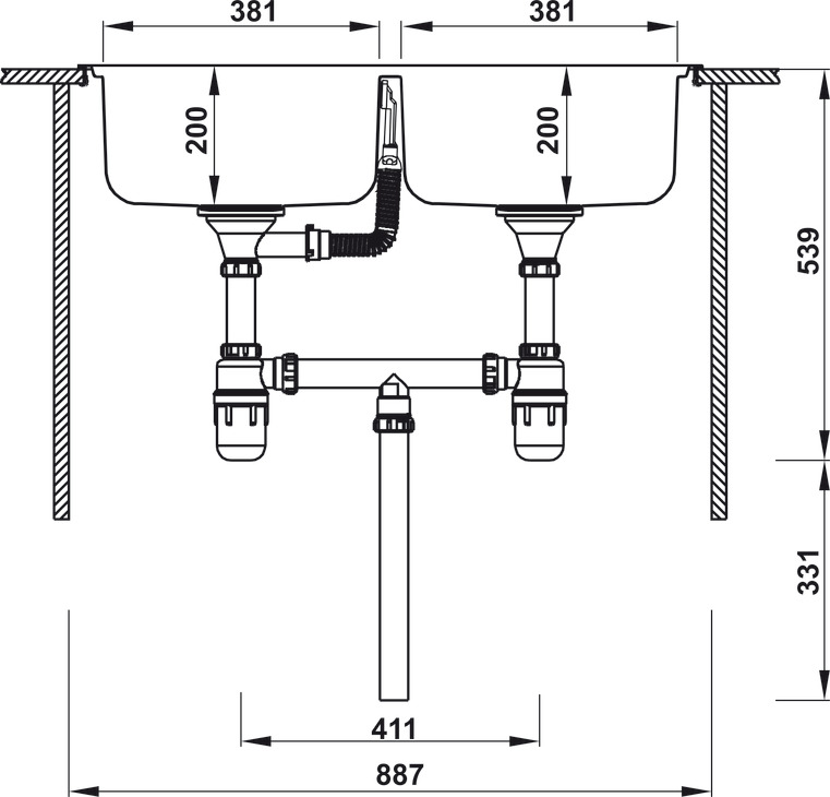Bộ Xả Cho Chậu 2 Hộc Hafele 567.25.875