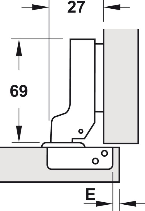 Bản Lề Metalla SM 95° Trùm Nửa Hafele 308.03.004