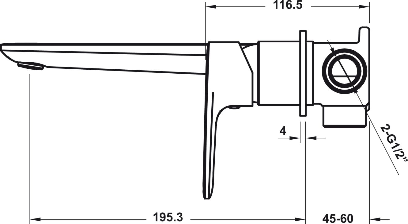 Vòi Trộn Gắn Tường Kobe 250 Hafele 589.15.004