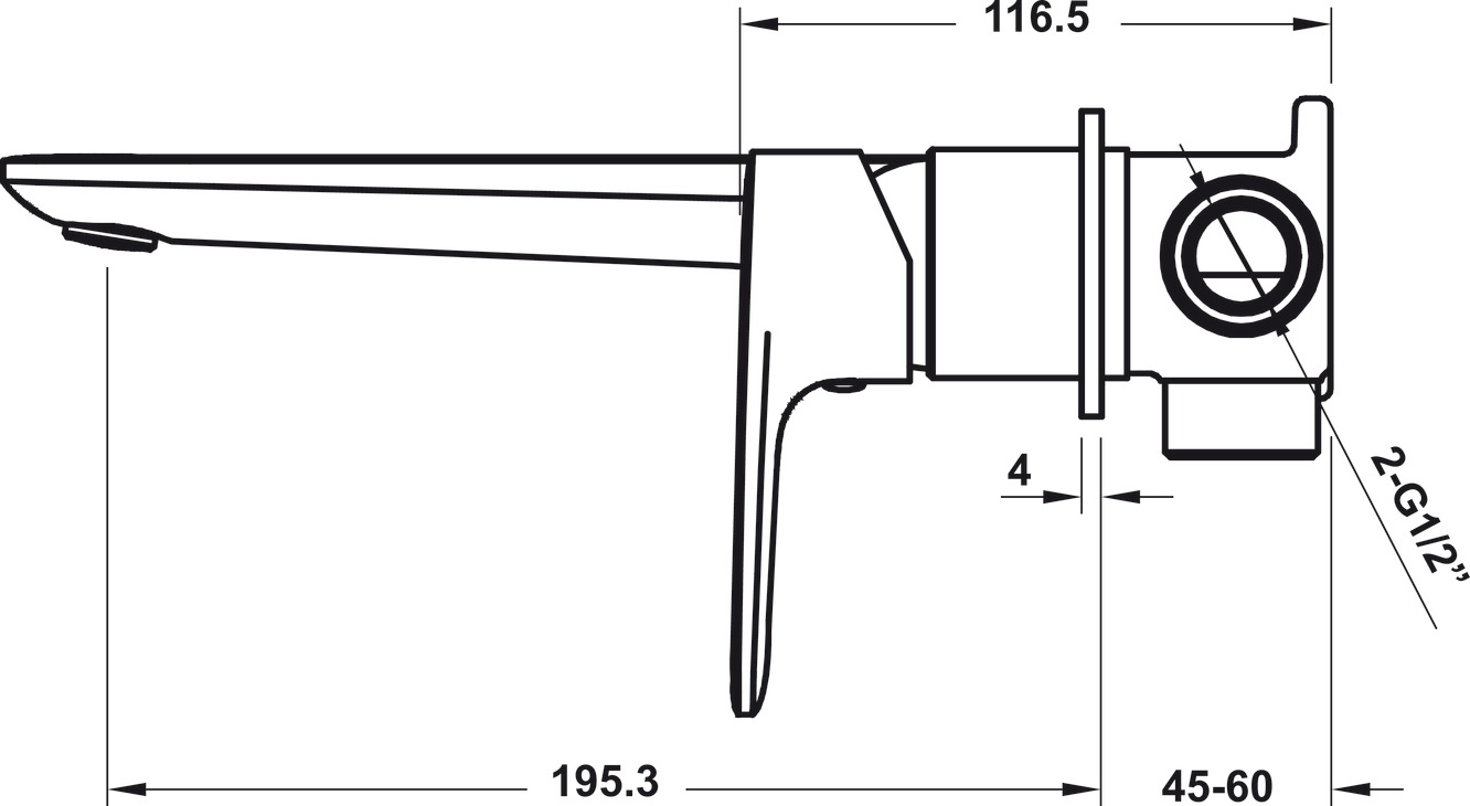 Vòi Trộn Gắn Tường Kobe Hafele 589.15.034