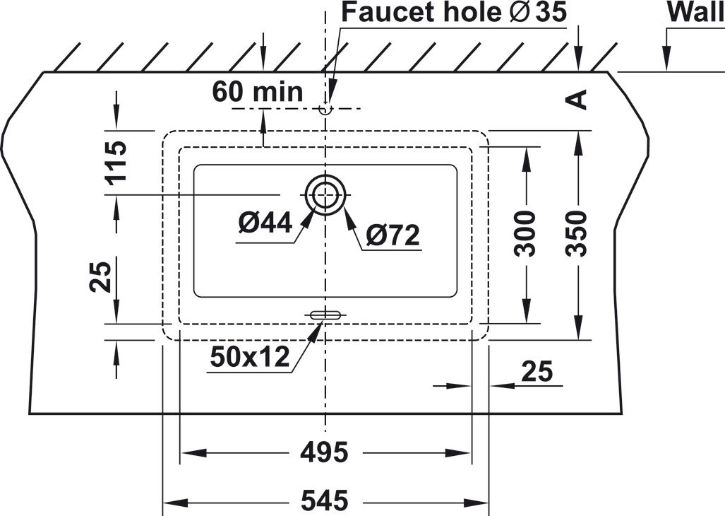 Chậu Lavabo Âm Bàn Sapporo 545 Hafele 588.79.014