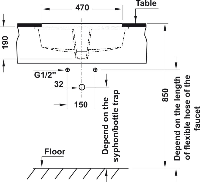 Chậu Lavabo Âm Bàn Sapporo 545 Hafele 588.79.014