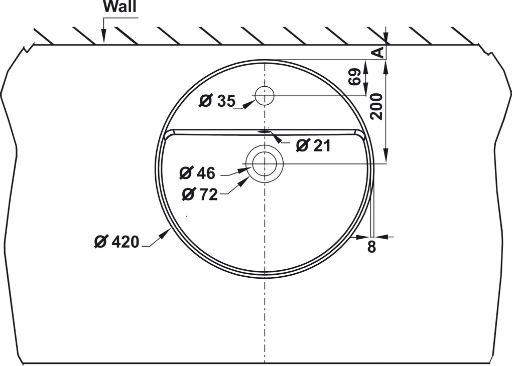 Chậu Lavabo Sứ Đặt Bàn Sapporo 420 Hafele 588.79.031