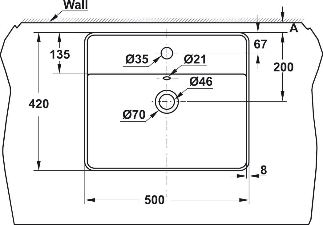 Chậu Lavabo Sứ Đặt Bàn Sapporo 500 Hafele 588.79.032