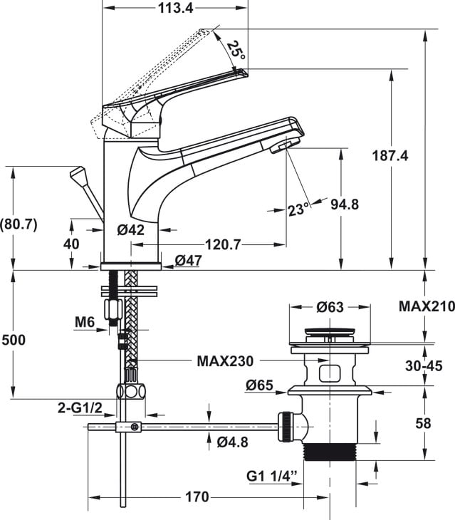 Vòi Trộn Lavabo Vigor 90 Có Bộ Xả Kéo Hafele 589.15.180