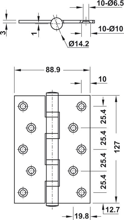 Bản Lề Lá 2 Vòng Bi 80Kg Hafele 926.20.120