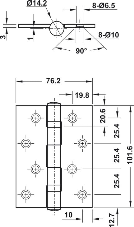 Bản Lề Lá 2 Vòng Bi 70Kg Hafele 926.20.112