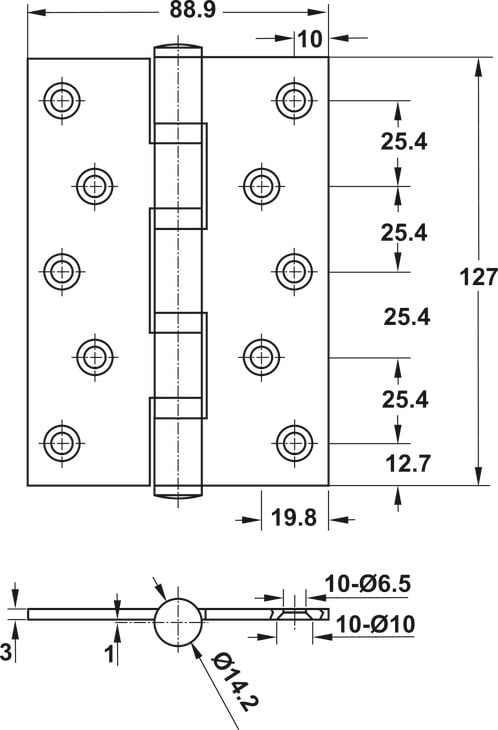 Bản Lề Lá 4 Vòng Bi 80Kg Hafele 489.05.025