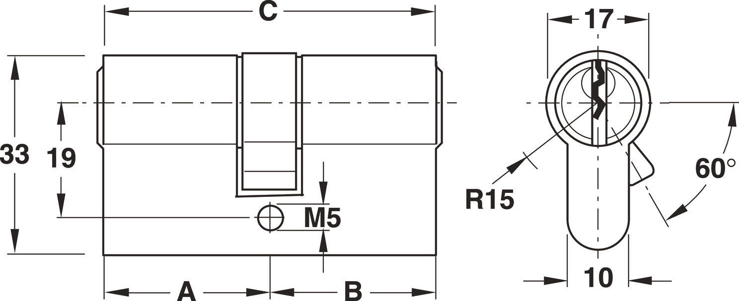 Ruột Khóa 2 Đầu Chìa 71mm Hafele 916.00.013