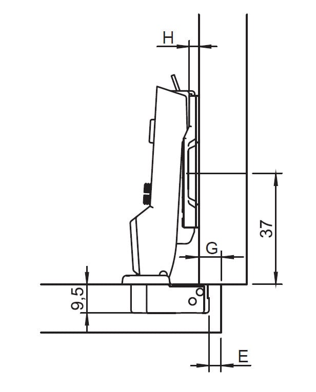 Bản Lề Trùm Nửa Metalla SM 95º Mini Hafele 311.04.441