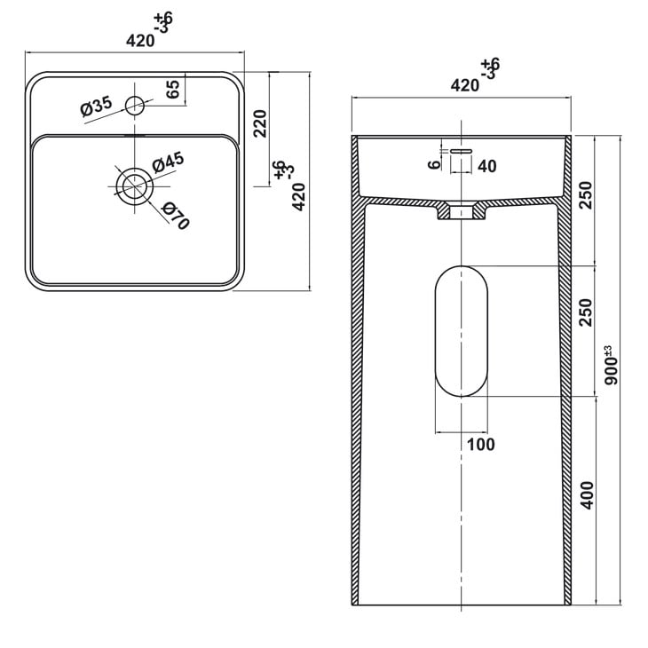 Chậu Lavabo Đặt Sàn HVN3002 Hafele 588.87.400