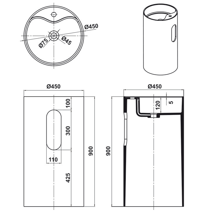 Chậu Lavabo Đặt Sàn HVN3009 Hafele 588.87.401
