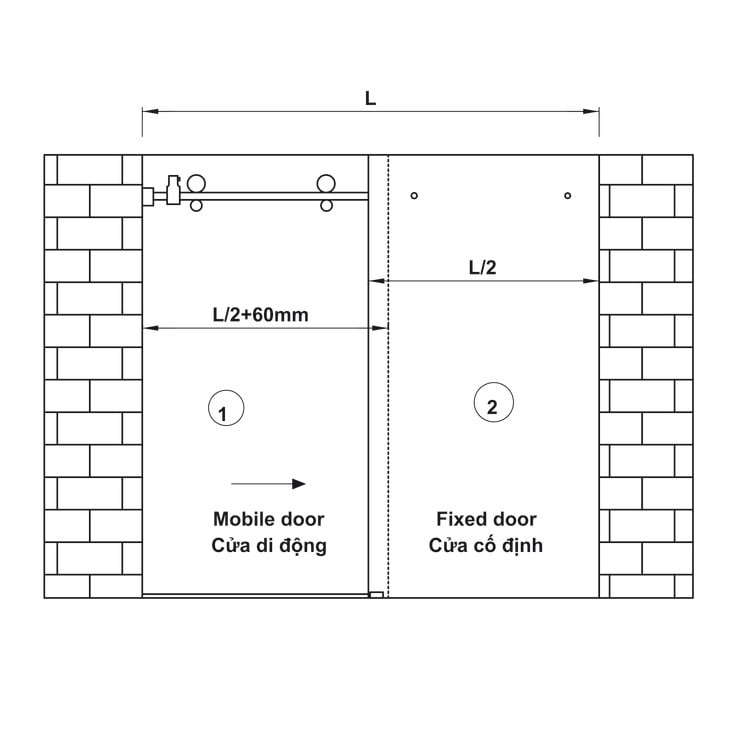Cửa Trượt Phòng Tắm Kính Oval Hafele 981.06.320