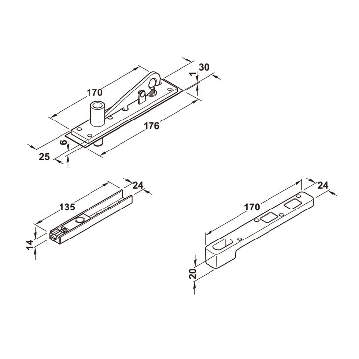 Bản Lề Sàn DCL41 EN4 150Kg Hafele 932.84.026