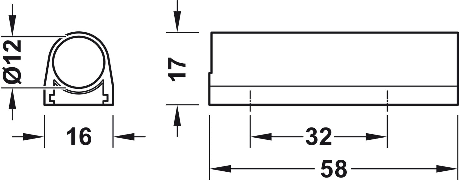 Đế cảm biến 58x15x15 nhựa màu đen Hafele 833.89.332
