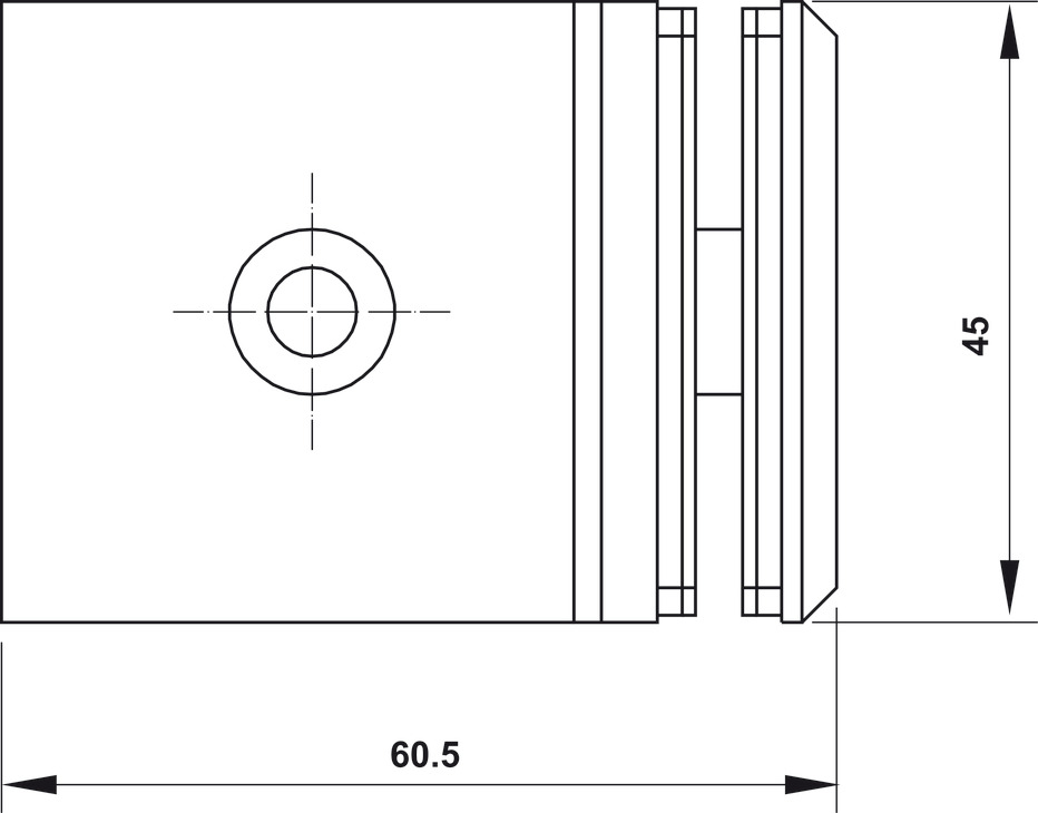 Kẹp Kính - Tường 90º Có Đế Màu Đen Hafele 981.77.911