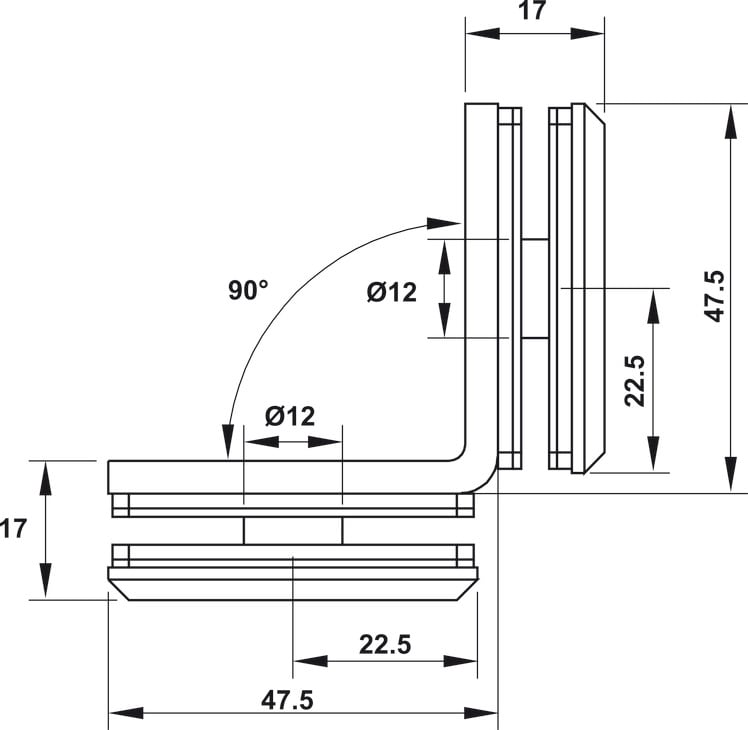 Kẹp Kính 90º Phòng Tắm Kính Hafele 981.77.916