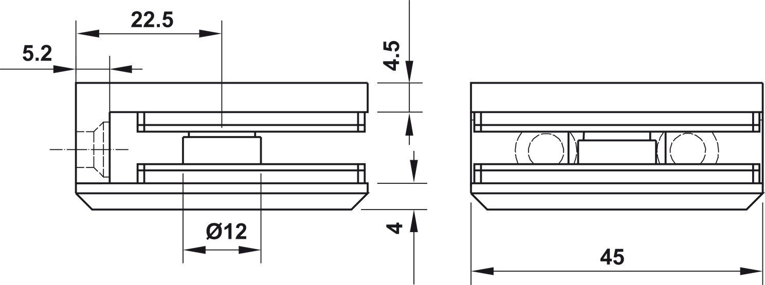 Kẹp Kính Tường 90º Màu Đen Hafele 981.77.919