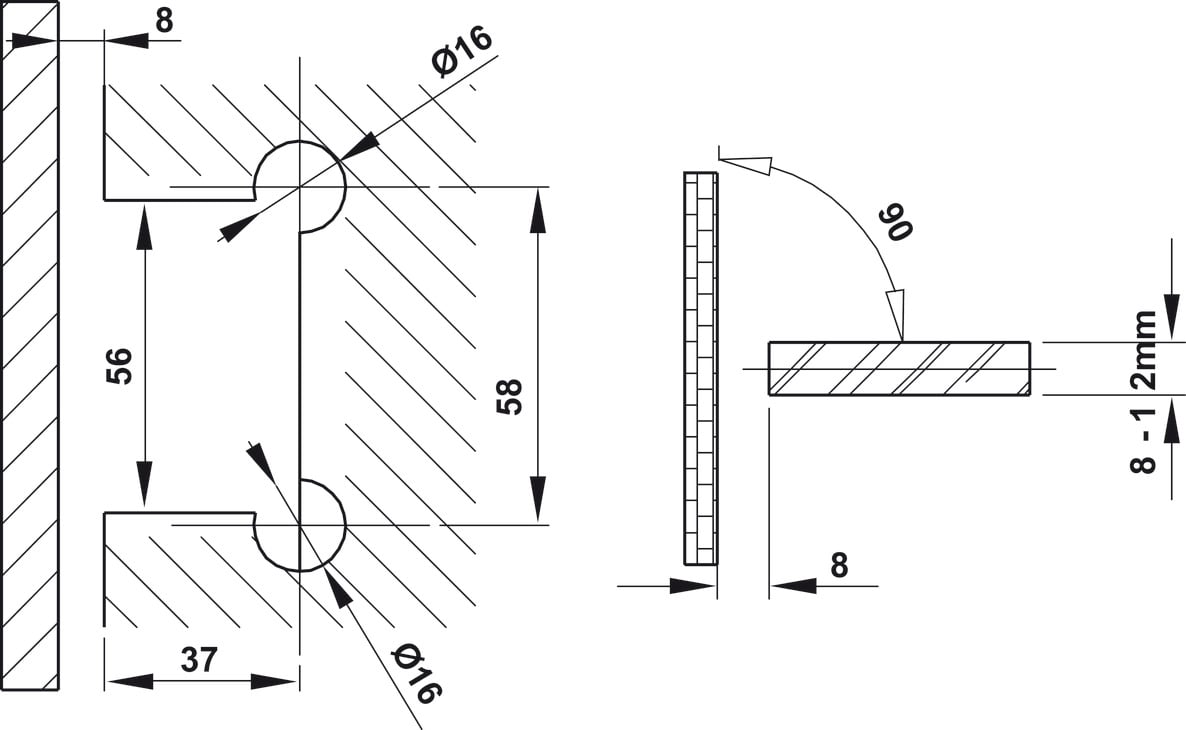 Bản Lề Kính - Tường 90º Hafele 499.05.852