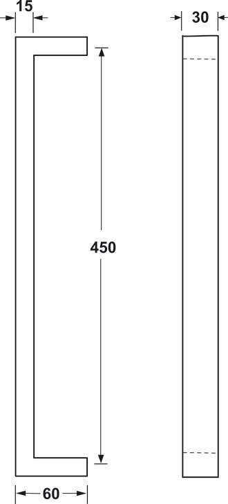 Tay nắm đẩy inox mờ 30x15x1000mm Hafele 903.00.178