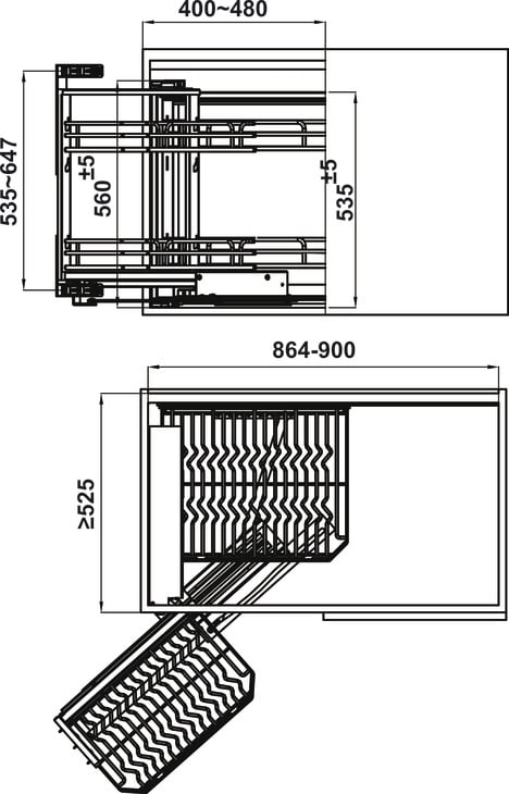 Kệ Góc Liên Hoàn Olla Mở Trái Hafele 548.21.032