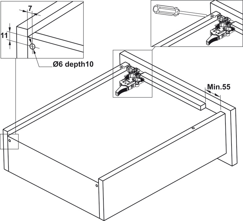 Ray Âm Matrix UM 550mm Giảm Chấn Hafele 433.32.136