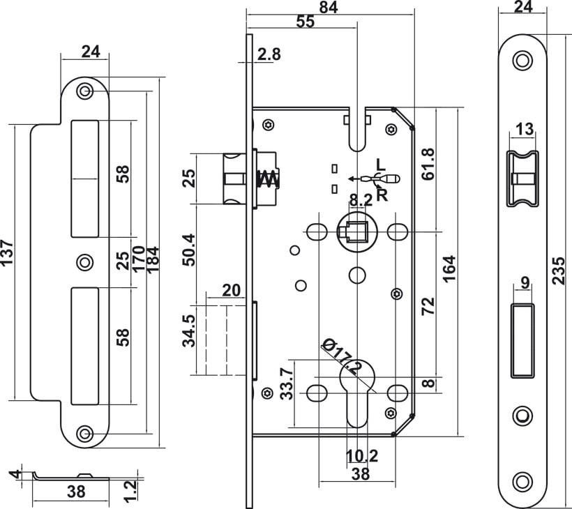 Bộ Khóa Tay Nắm Cửa DIY Set A Hafele 499.63.602