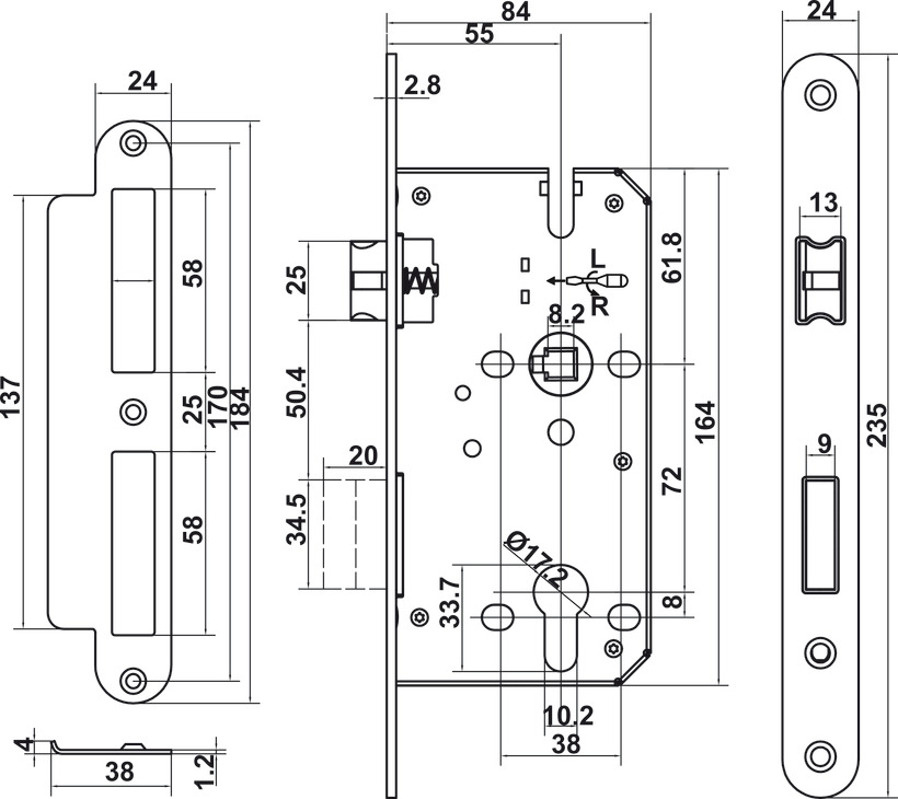 Bộ Khóa Tay Nắm Cửa DIY Set A Hafele 499.63.600