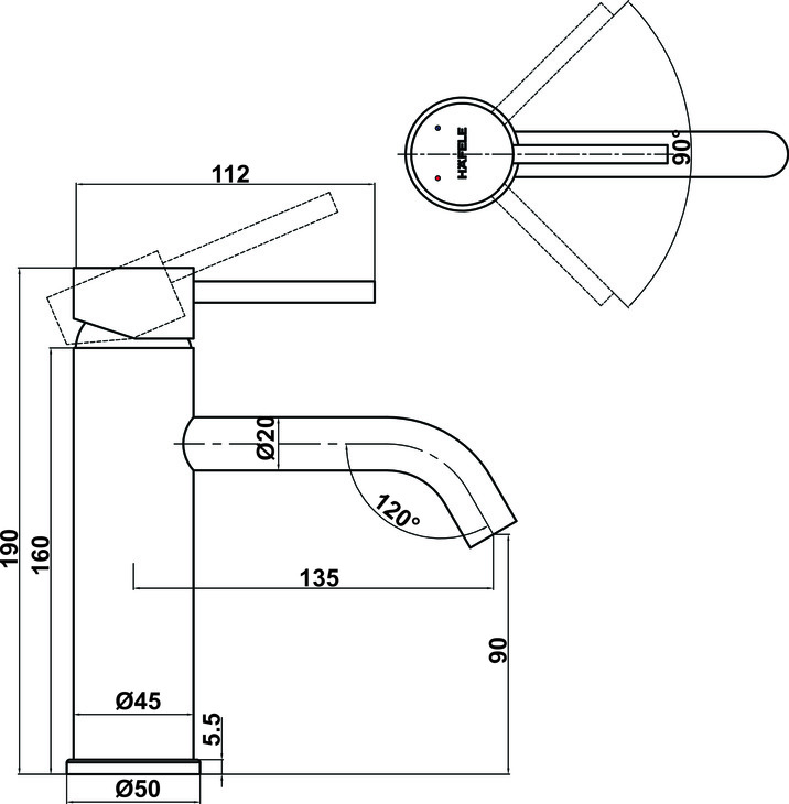 Vòi Trộn Lavabo Retro 90 Hafele 589.15.270