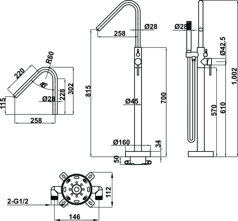 Sen Tắm Đặt Sàn Retro Hafele 589.15.360