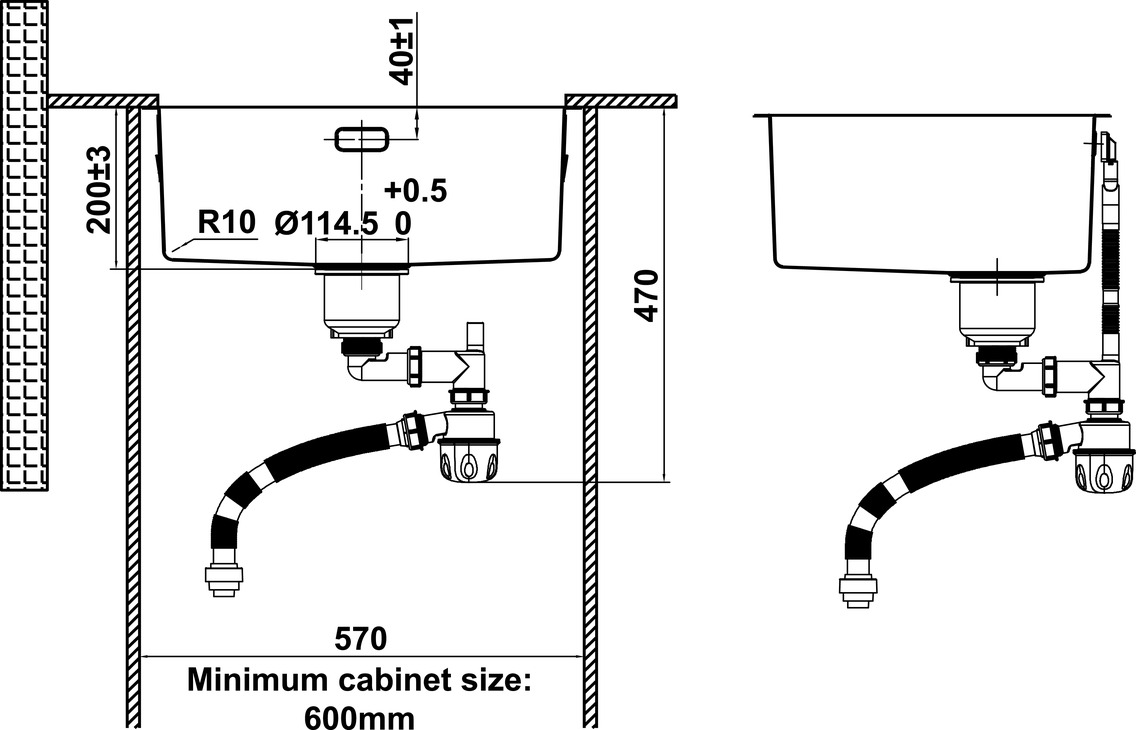 Chậu Rửa Chén Bát Inox HS24-SSN1S-540 Hafele 567.24.457