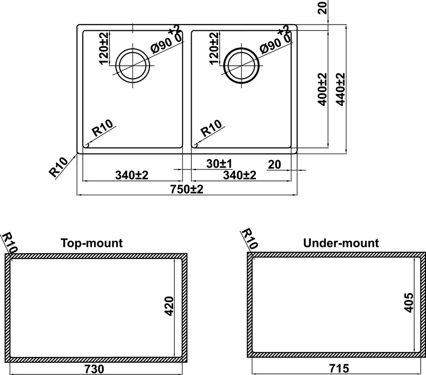 Chậu Rửa Chén Bát Inox HS24-SSN2S-750 Hafele 567.24.427