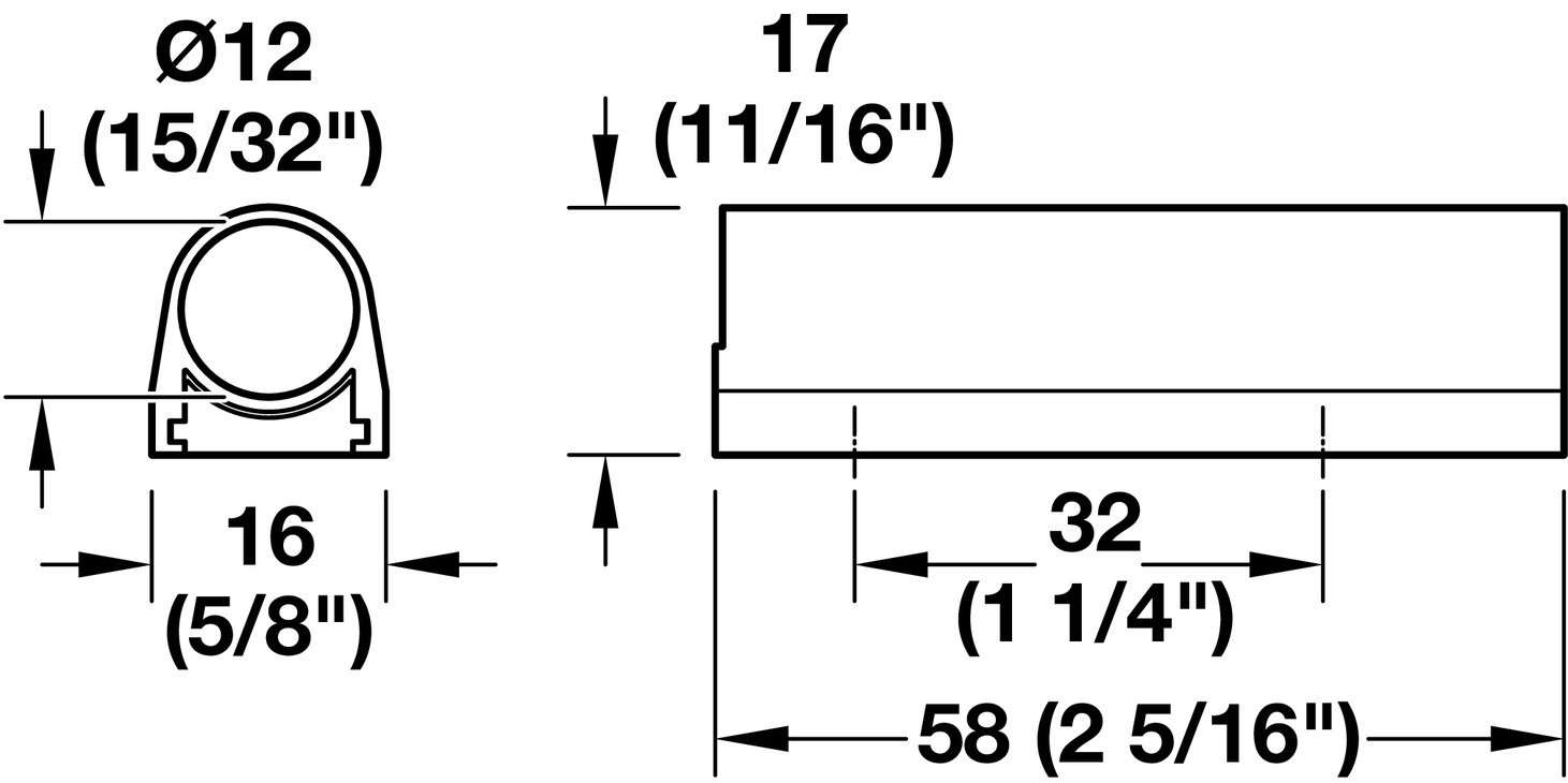 Đế lắp cảm biến nhựa 58x15x15 Hafele 833.89.331