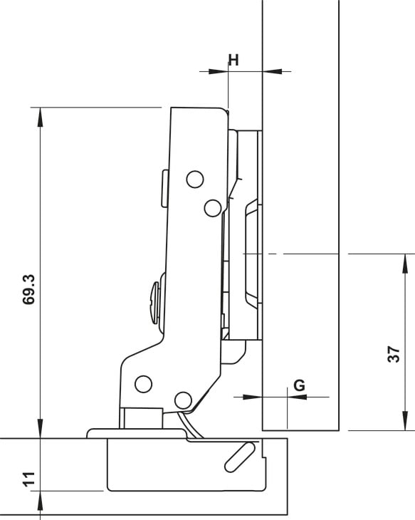Bản Lề Trùm Nửa Metalla SM DIY 110º Hafele 315.07.114