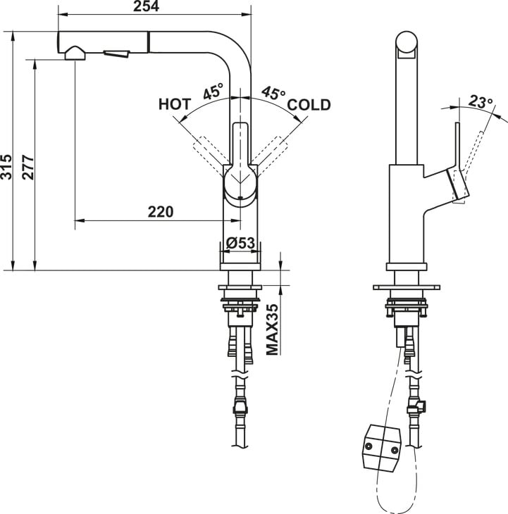 Vòi Rửa Chén LUX-P HT25-SH1P315 Hafele 570.85.049