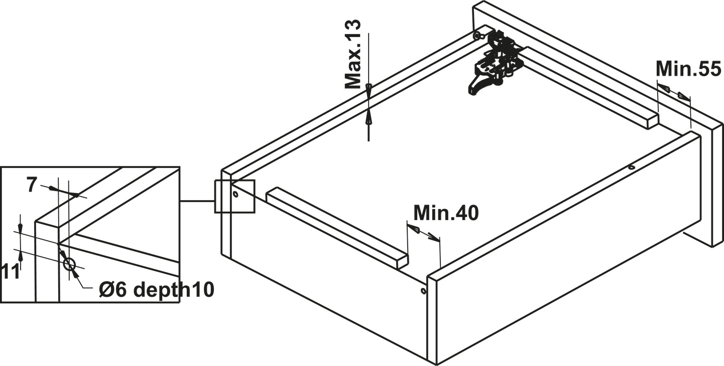 Ray Âm EPC Evo 550mm Nhấn Mở Hafele 433.32.156