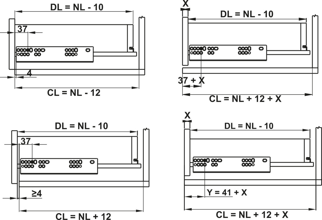 Ray Âm EPC Evo 450mm Nhấn Mở Hafele 433.32.154