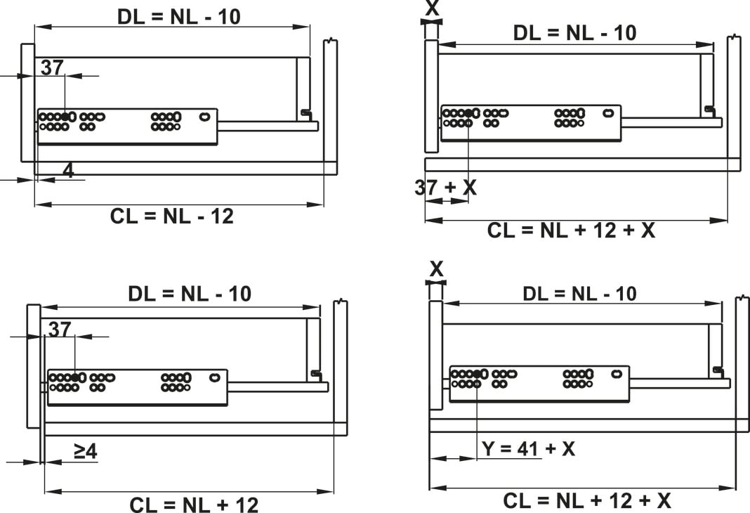 Ray Âm EPC Evo 500mm Nhấn Mở Hafele 433.32.155