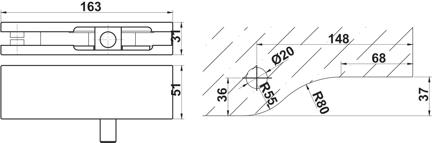 Kẹp Kính Trên Khung Hafele 981.00.650