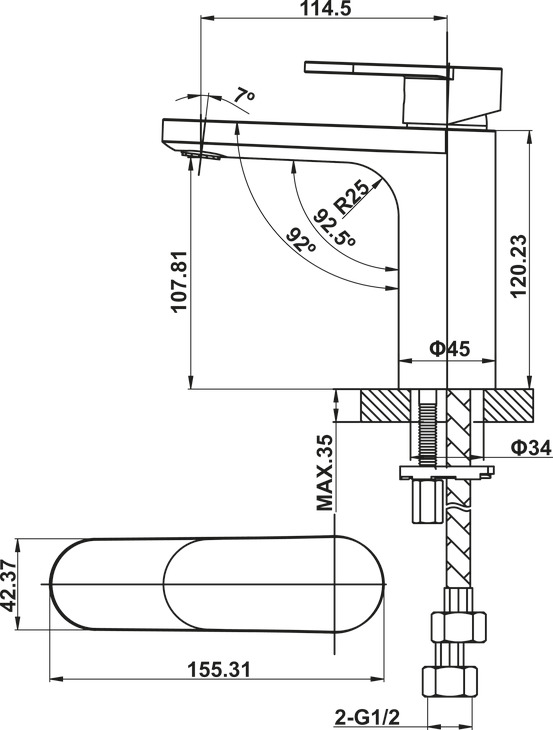 Basin mixer 107 Hafele 589.69.111