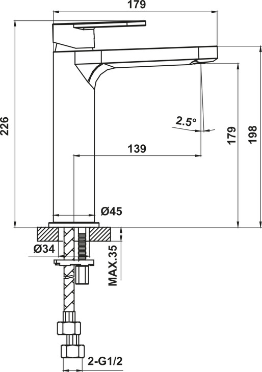 Basin mixer 179 Hafele 589.69.112
