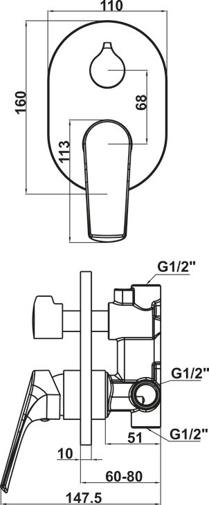 Vigor II concealed mixer 2 outlet Hafele 589.15.186