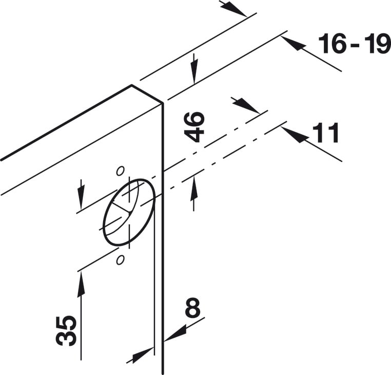 Phụ Kiện Bản Lề Cho Cửa 1 Cánh 16 - 19mm Hafele 408.24.020