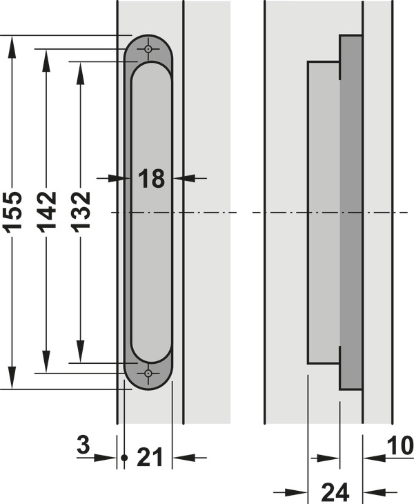 Architectural hinge alu.stainl.st.design Hafele 924.18.904